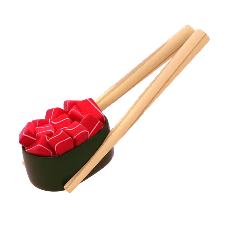 Tuna Gunkan In Chopstick  3D Icon