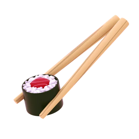 Tuna Hosomaki In Chopstick  3D Icon