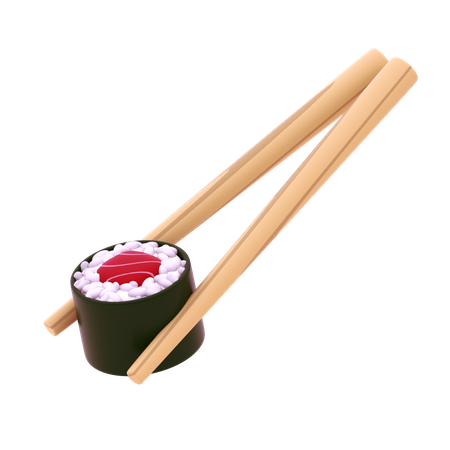 Tuna Hosomaki In Chopstick  3D Icon