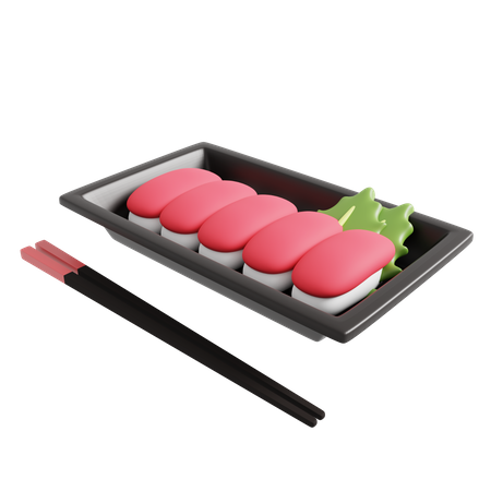 Tuna Sushi Set In Plastic Box  3D Icon