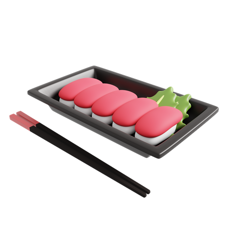 Tuna Sushi Set In Plastic Box 3D Icon