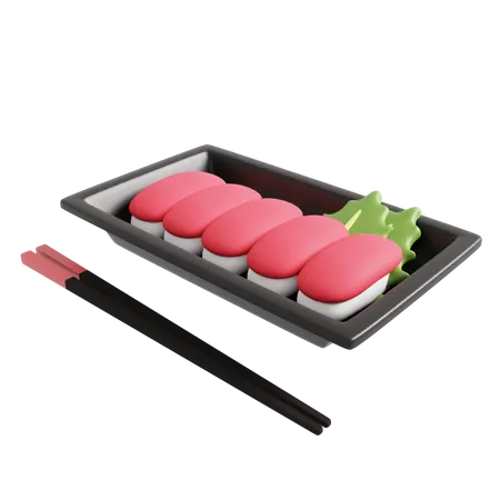 Tuna Sushi Set In Plastic Box 3D Icon