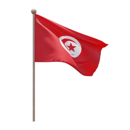 Tunesischer Fahnenmast  3D Flag