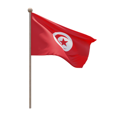 Tunisia Flag Pole  3D Flag