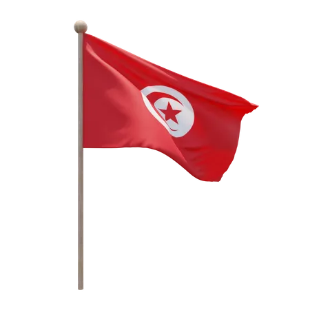 Tunisia Flag Pole  3D Flag