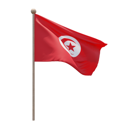Tunisia Flagpole 3D Illustration