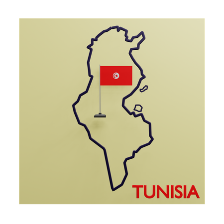 Tunisia Map  3D Icon