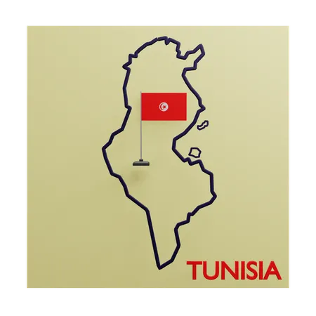 Tunisia Map  3D Icon