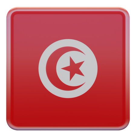 Tunisia Square Flag  3D Icon