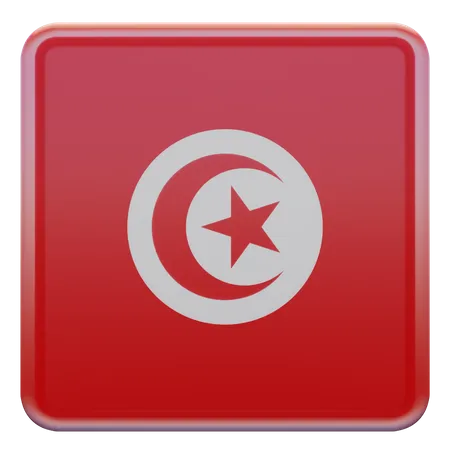 Tunisia Square Flag  3D Icon