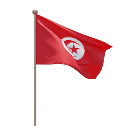 Mât de drapeau tunisien  3D Flag