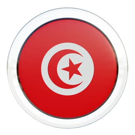 Drapeau rond de Tunisie  3D Icon