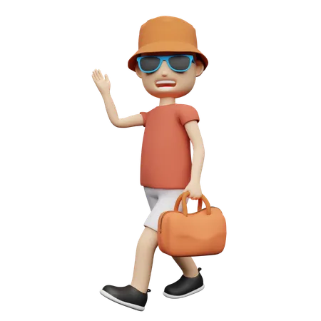 Turista aproveitando suas férias  3D Illustration