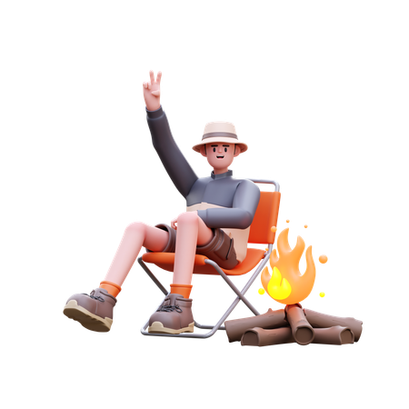 Hombre turista sentado  3D Illustration
