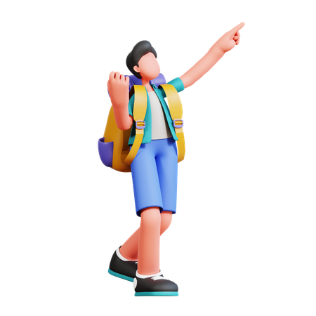 Turista masculino va de vacaciones  3D Illustration