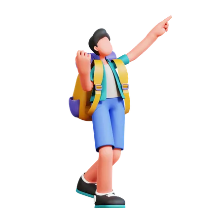 Turista masculino va de vacaciones  3D Illustration