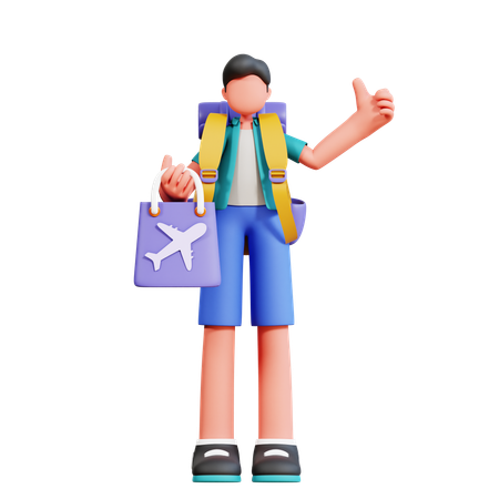 Turista masculino en recuerdo de vacaciones  3D Illustration