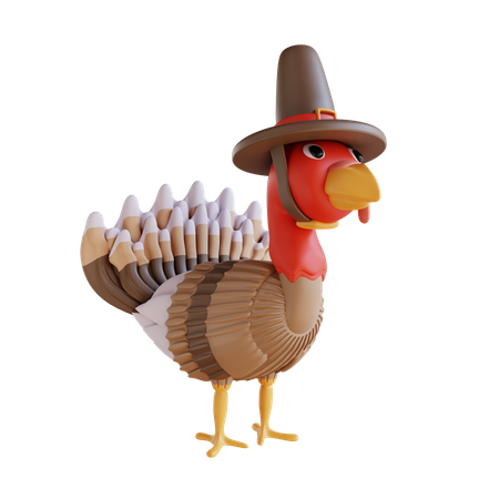 Turkey Bird And Hat 3D Icon