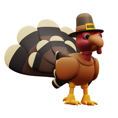 Turkey Chicken And Hat  3D Icon