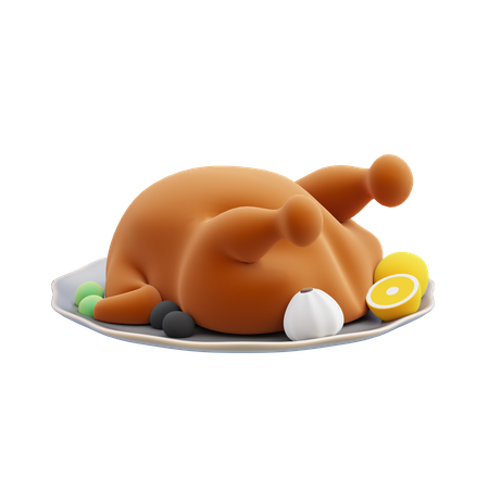 Turkey Dish  3D Illustration