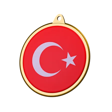 Turkey Flag Medal Badge  3D Icon