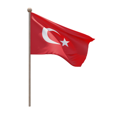 Turkey Flag Pole  3D Flag