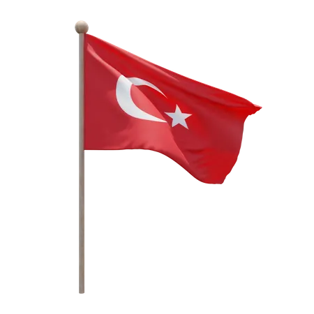 Turkey Flag Pole  3D Flag