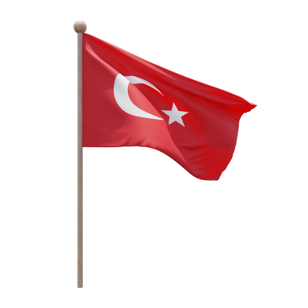 Turkey Flag Pole  3D Illustration
