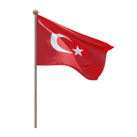 Turkey Flagpole 3D Illustration