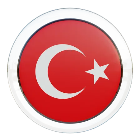 Turkey Round Flag  3D Icon