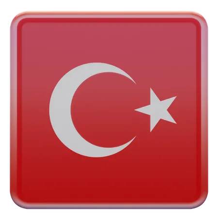 Turkey Square Flag  3D Icon