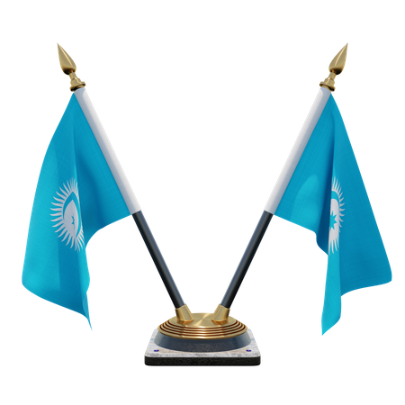 Turkic Council Double (V) Desk Flag Stand  3D Icon