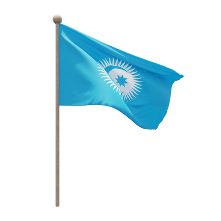 Turkic Council Flag Pole  3D Illustration