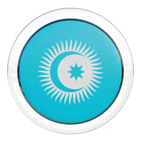Turkic Council Round Flag  3D Icon