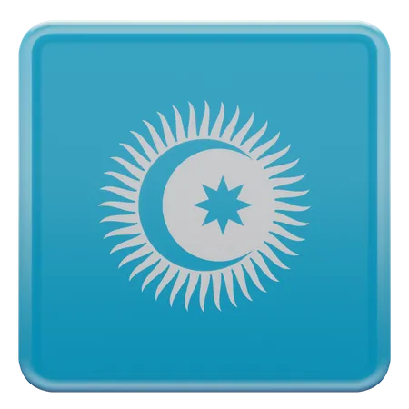 Turkic Council Square Flag  3D Icon