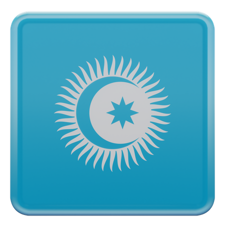 Turkic Council Square Flag  3D Icon