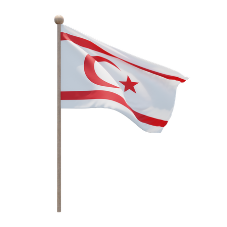 Turkish Republic of Northern Cyprus Flag Pole  3D Flag