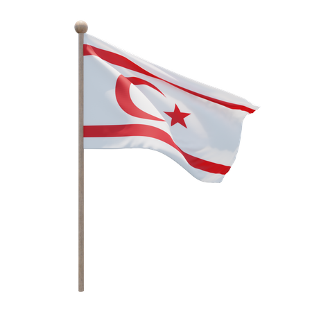 Turkish Republic of Northern Cyprus Flag Pole  3D Illustration