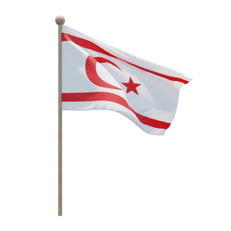 Turkish Republic of Northern Cyprus Flagpole  3D Illustration