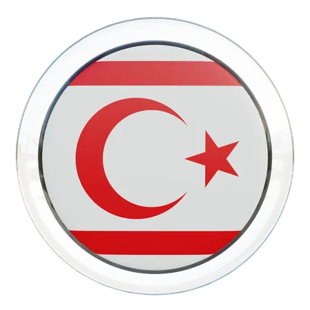 Turkish Republic of Northern Cyprus Round Flag  3D Icon