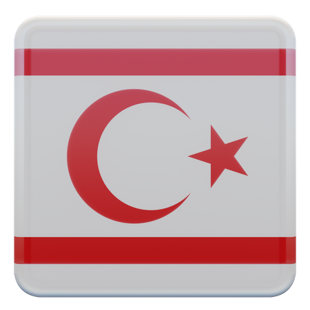 Turkish Republic of Northern Cyprus Square Flag  3D Icon
