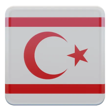 Turkish Republic of Northern Cyprus Square Flag  3D Icon