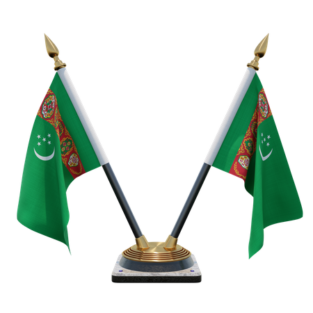 Turkmenistan Doppel-Tischflaggenständer  3D Flag