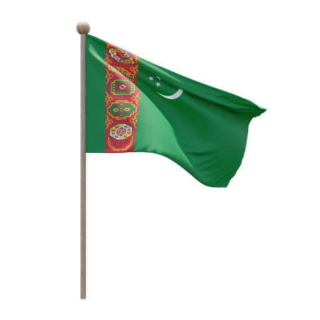 Turkmenistan Flag Pole  3D Illustration