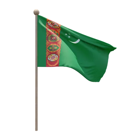 Turkmenistan Flag Pole  3D Flag