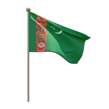 Turkmenistan Flagpole  3D Flag