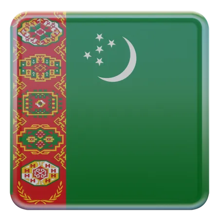 Turkmenistan Square Flag  3D Icon