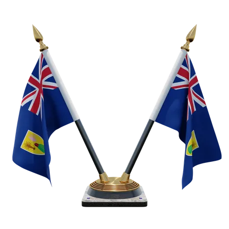 Turks and Caicos Islands Double Desk Flag Stand  3D Flag