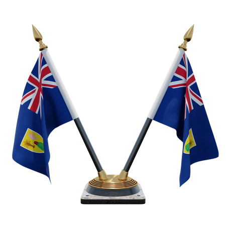 Turks and Caicos Islands Double (V) Desk Flag Stand  3D Icon