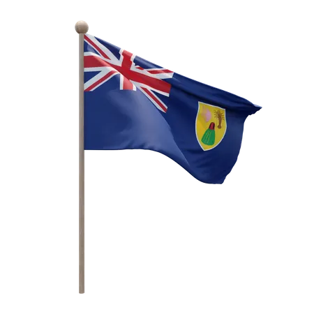 Turks and Caicos Islands Flag Pole  3D Flag